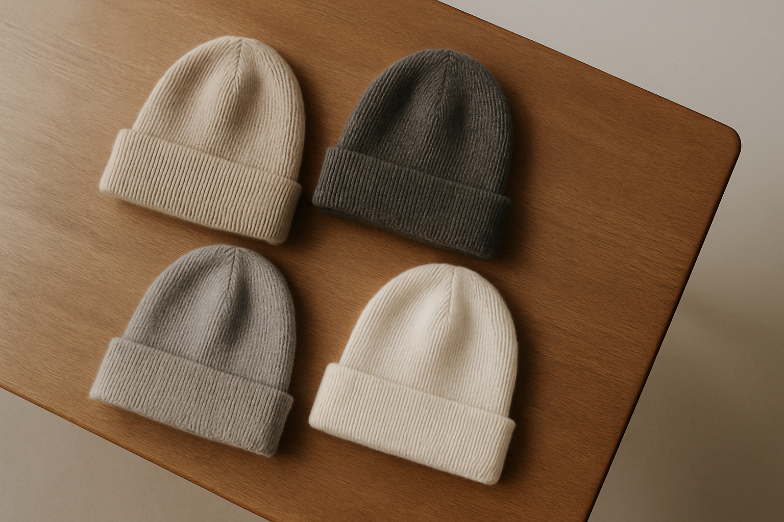 pilqo minimalist beanies on table